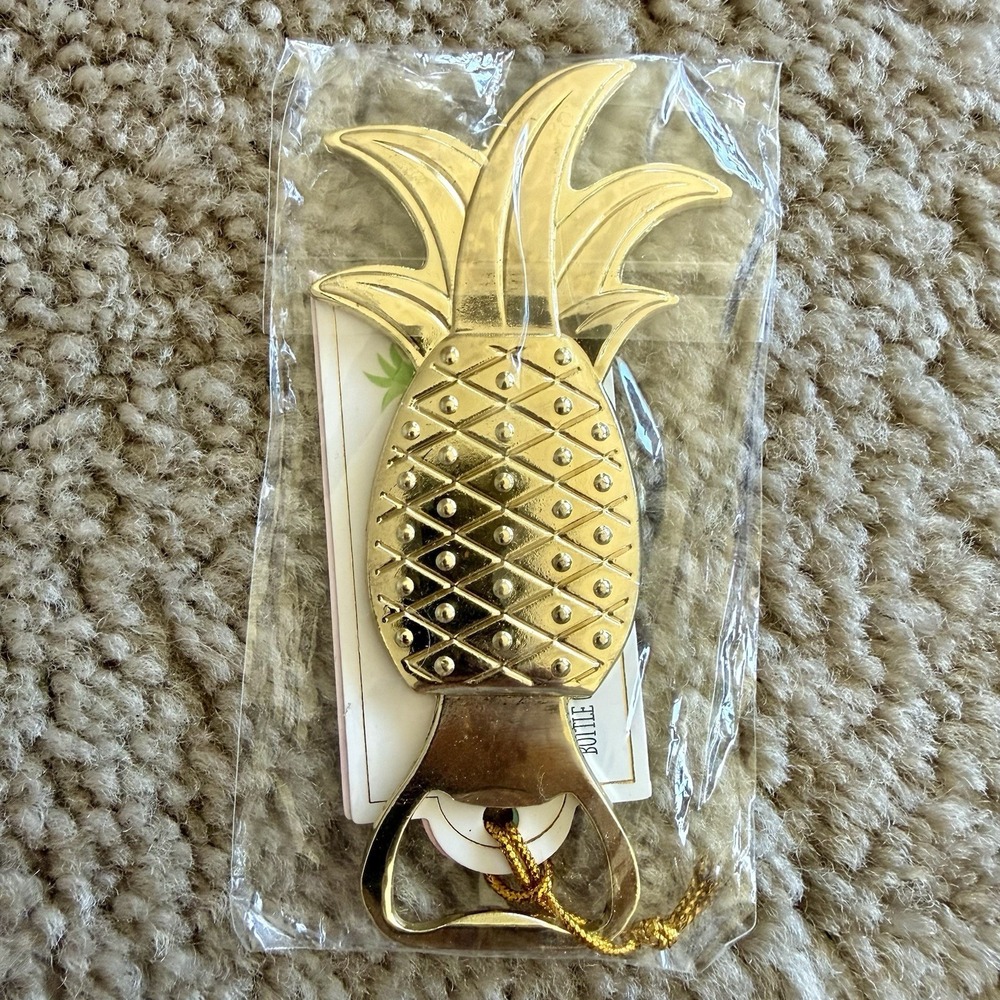 Kate Aspen Gold Brass Color Pineapple Bottle Opener Luau Party Wedding Favor NWT